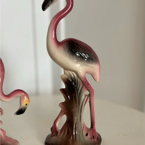 Vintage, mid-century Art Deco Style Pink Flamingo Ceramic Figurines. - Picture 2 of 8